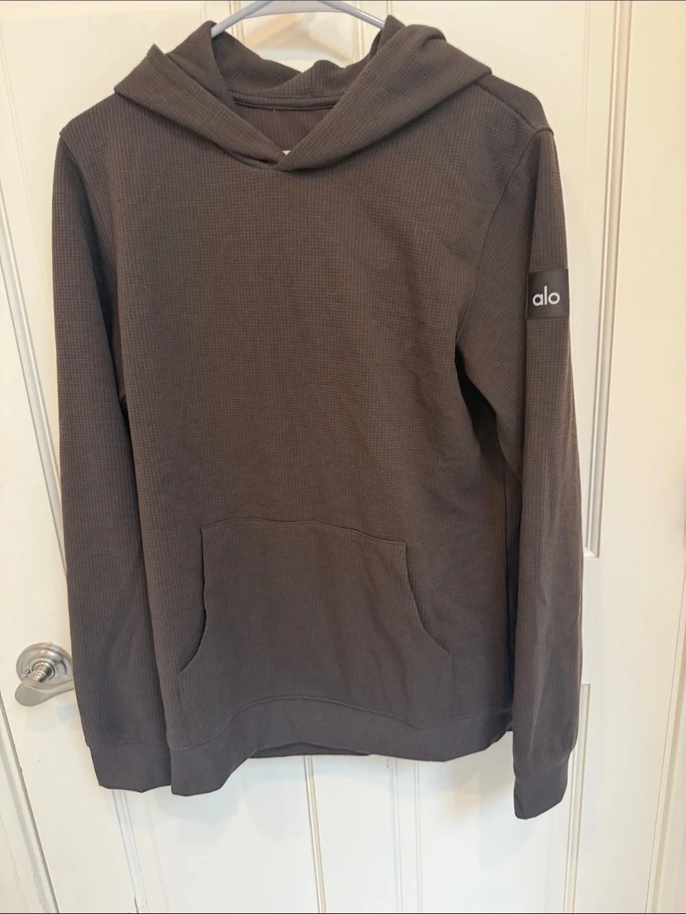 ALO Yoga  Waffle Knit Hoodie in Dark Brown